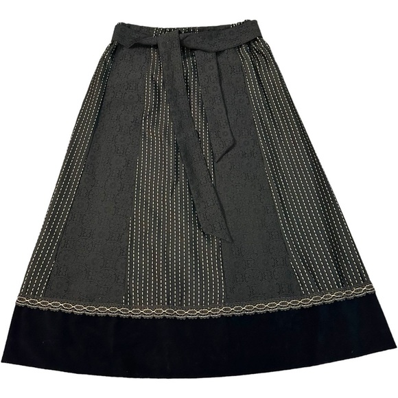 Vintage 70s Tumbleweeds Witchy Maxi Skirt Black Lace Velveteen Medium Edwardian - Picture 6 of 16